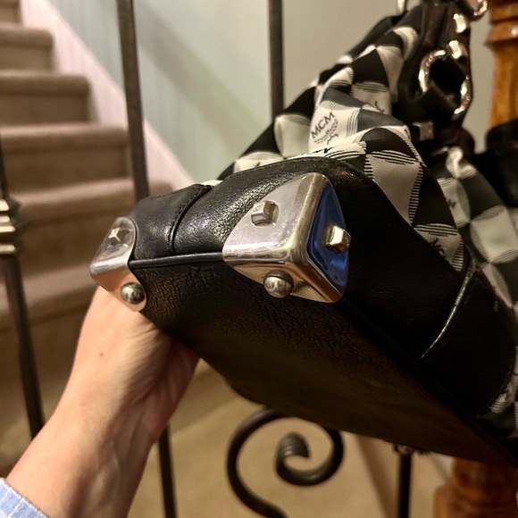 MCM Black and White Checkered Shoulder Bag - Picture 5 of 15